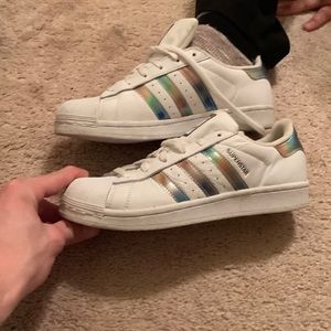 Adidas girls youth shoes holographic reflective